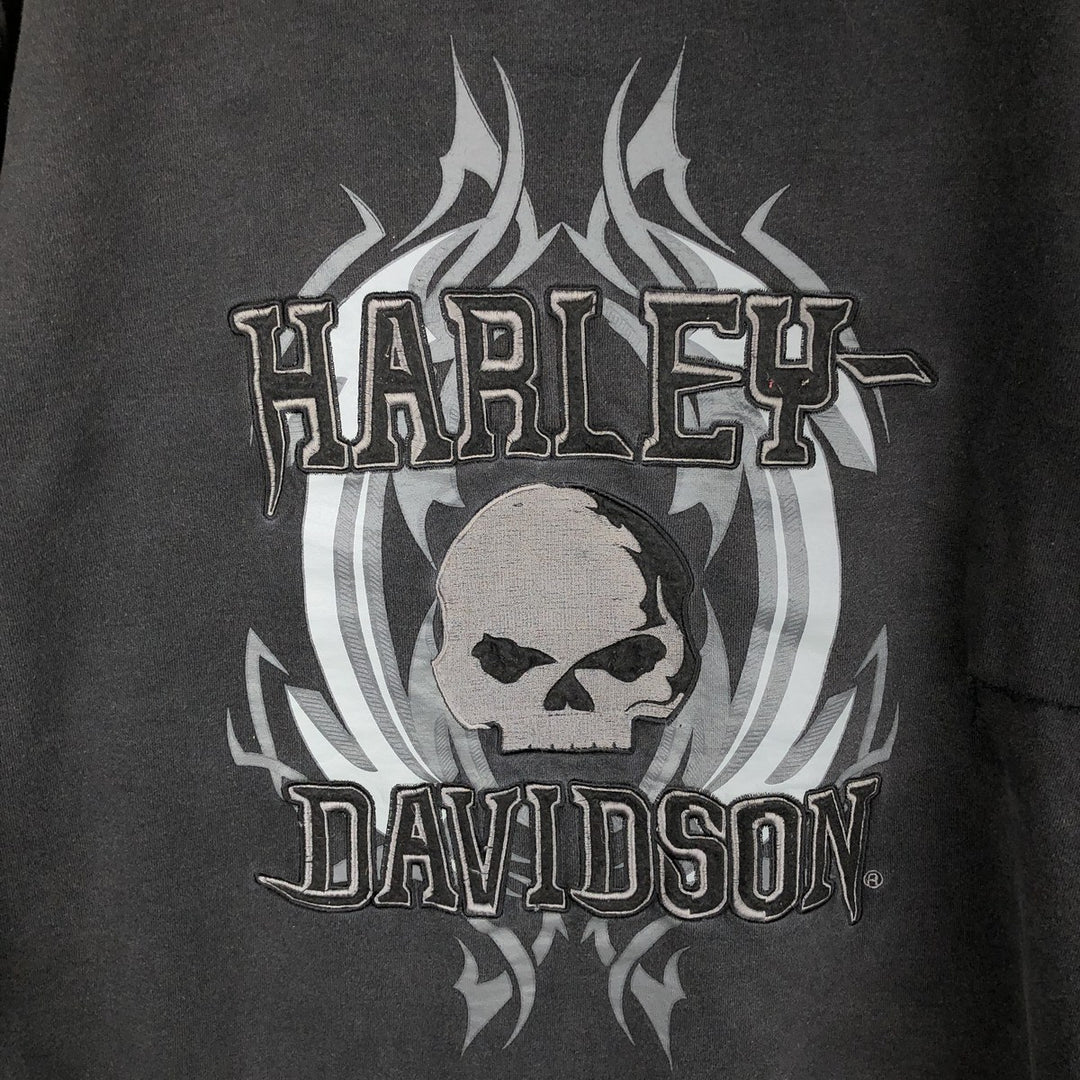 Harley-Davidson Skull Pattern Full-Zip Hoodie, Men's Size L cotton black type Vintage Second Hand