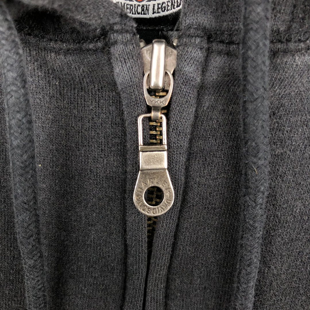 Harley-Davidson Skull Pattern Full-Zip Hoodie, Men's Size L cotton black type Vintage Second Hand