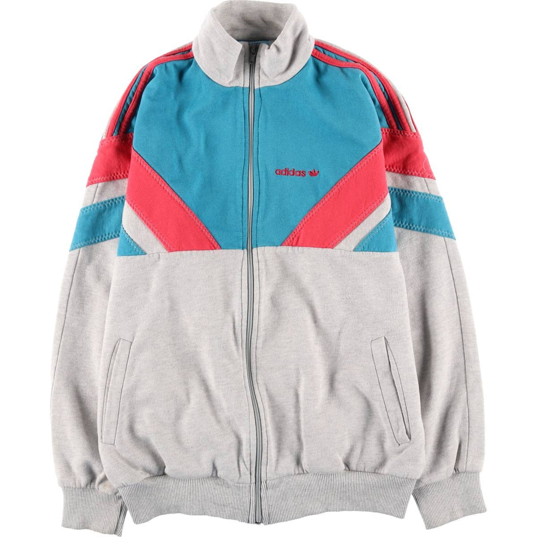 Adidas Trefoil Logo Full-Zip Sweatshirt, Men's Size L (approx.), Vintage polyester Blue type light blue Vintage Second Hand