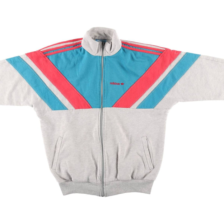 Adidas Trefoil Logo Full-Zip Sweatshirt, Men's Size L (approx.), Vintage polyester Blue type light blue Vintage Second Hand