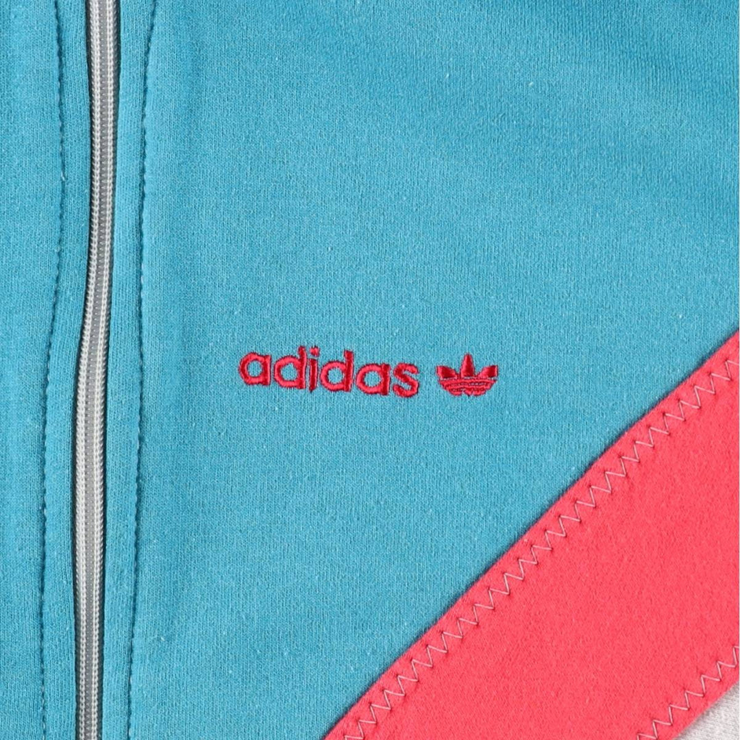 Adidas Trefoil Logo Full-Zip Sweatshirt, Men's Size L (approx.), Vintage polyester Blue type light blue Vintage Second Hand