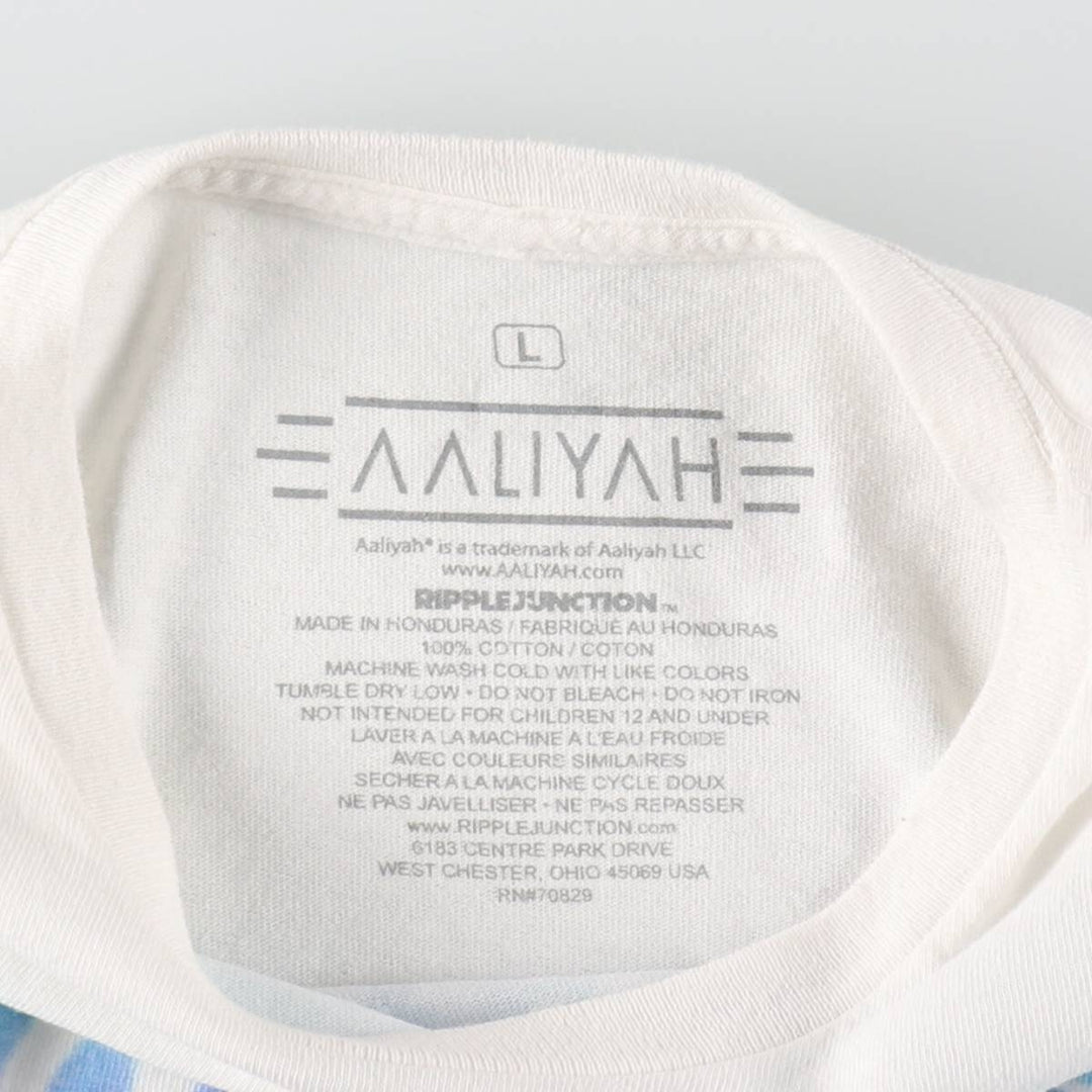AALIYAH Wrap T-Shirt (Women's Size L) cotton white type Vintage Second Hand