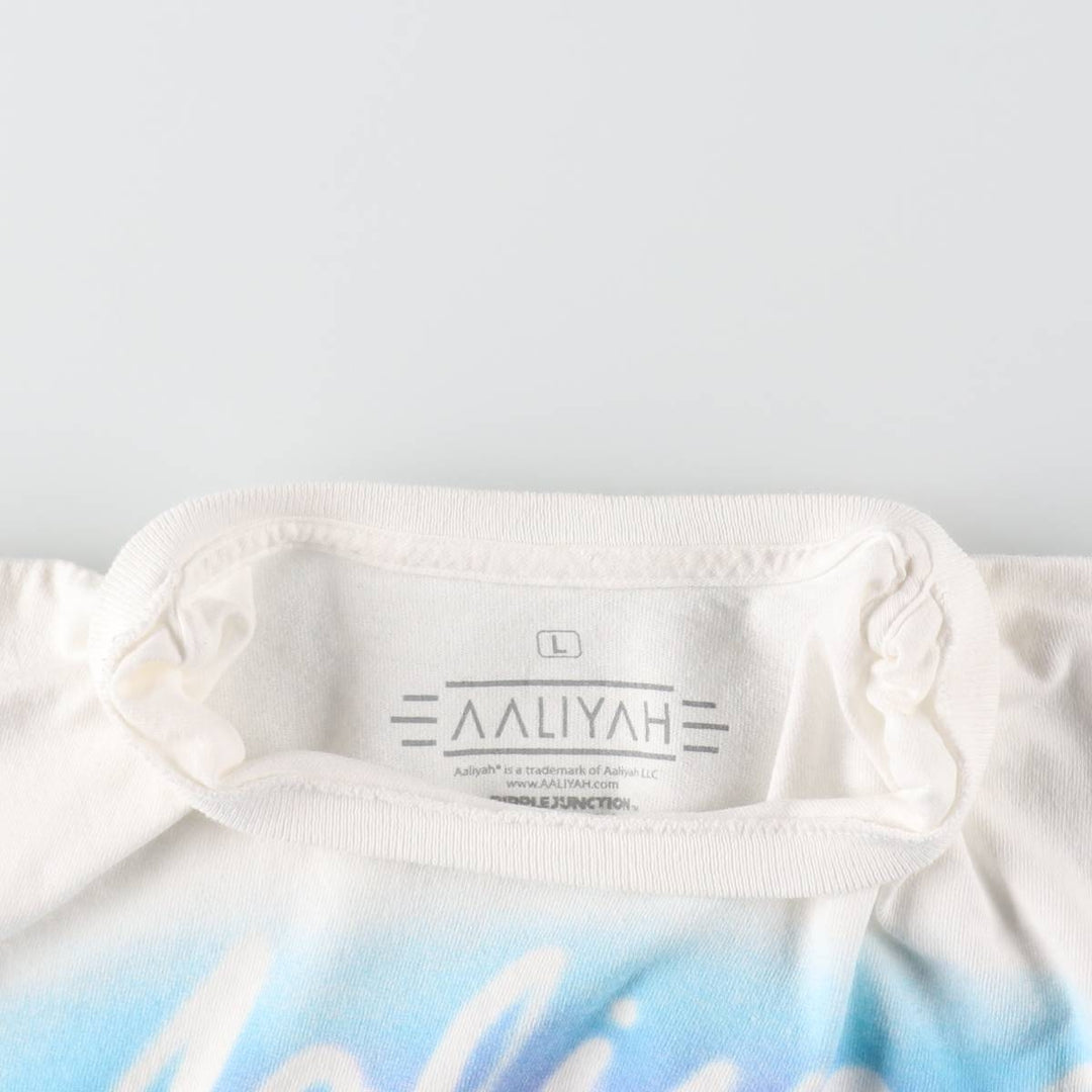 AALIYAH Wrap T-Shirt (Women's Size L) cotton white type Vintage Second Hand