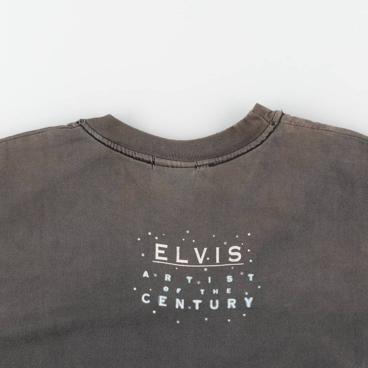 ELVIS PRESLEY Elvis Presley Band T-shirt Band T Men's XL equivalent cotton Charcoal Vintage Second Hand