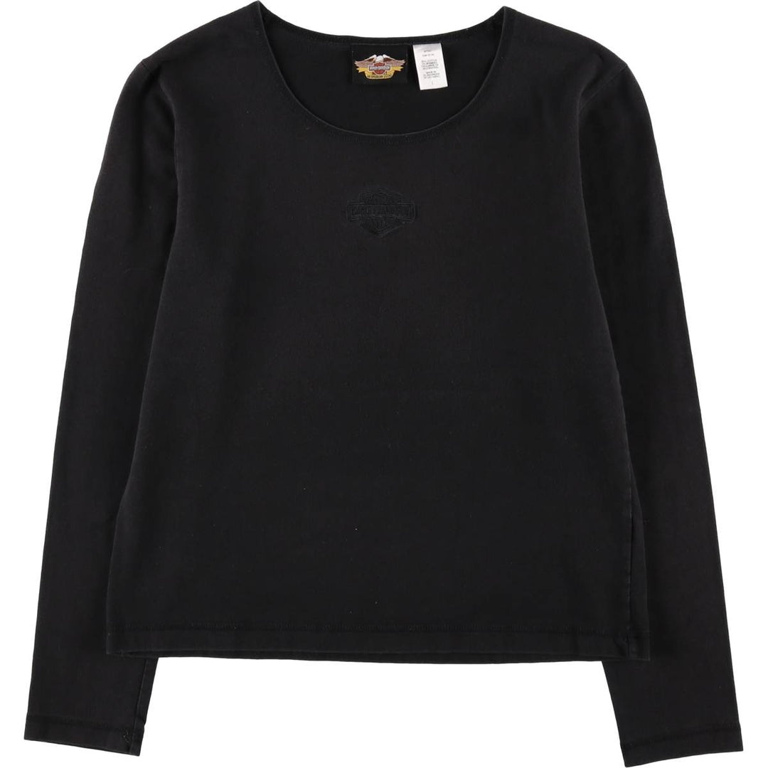 Harley-Davidson Motorcycle Long-Sleeve T-Shirt (Women's Size L) cotton black type Vintage Second Hand