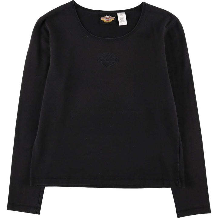 Harley-Davidson Motorcycle Long-Sleeve T-Shirt (Women's Size L) cotton black type Vintage Second Hand