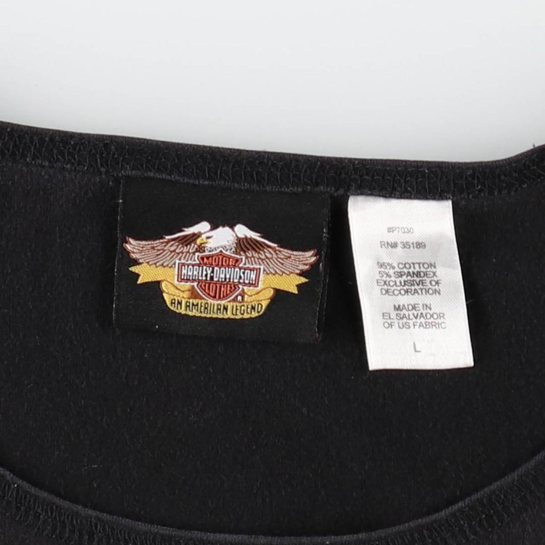 Harley-Davidson Motorcycle Long-Sleeve T-Shirt (Women's Size L) cotton black type Vintage Second Hand