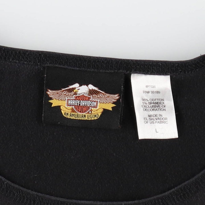 Harley-Davidson Motorcycle Long-Sleeve T-Shirt (Women's Size L) cotton black type Vintage Second Hand