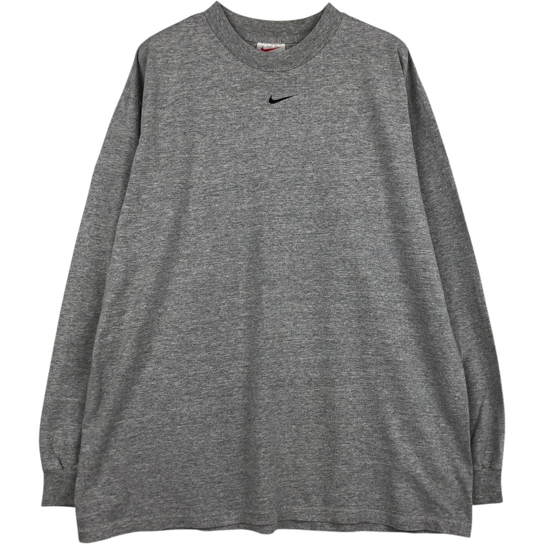 90'S Nike Center Logo Long-Sleeve T-Shirt, Men's Size L (Equivalent), Vintage cotton gray type Vintage Second Hand