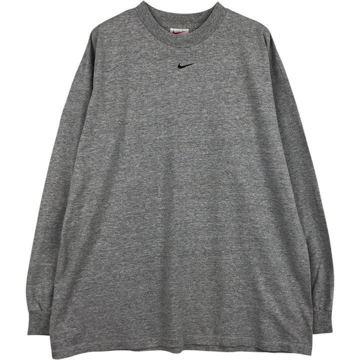 90'S Nike Center Logo Long-Sleeve T-Shirt, Men's Size L (Equivalent), Vintage cotton gray type Vintage Second Hand