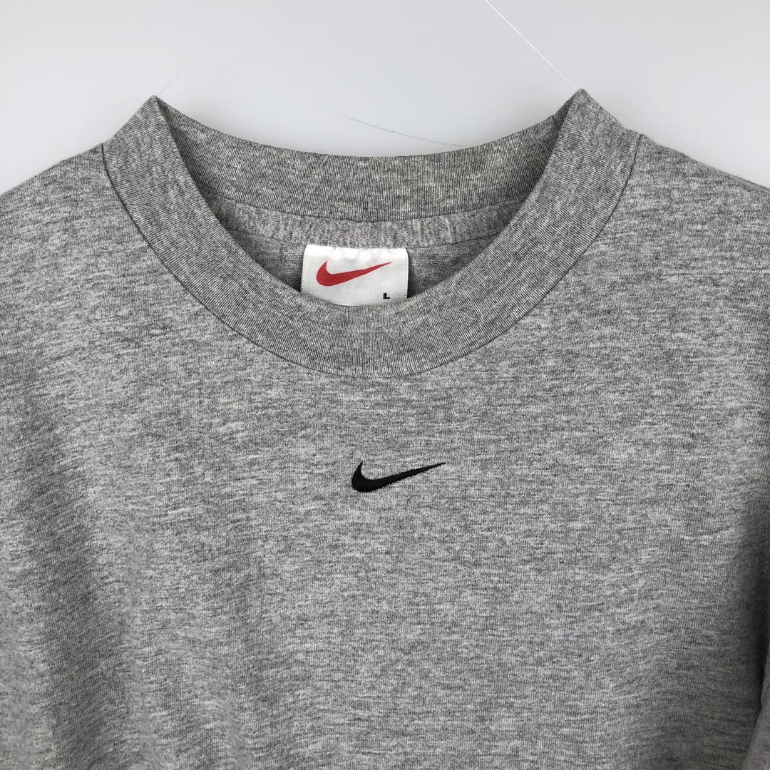 90'S Nike Center Logo Long-Sleeve T-Shirt, Men's Size L (Equivalent), Vintage cotton gray type Vintage Second Hand