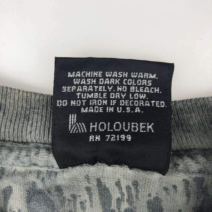 Harley-Davidson all-over print long-sleeved T-shirt, made in the USA, men's size M equivalent. cotton gray type Vintage Second Hand