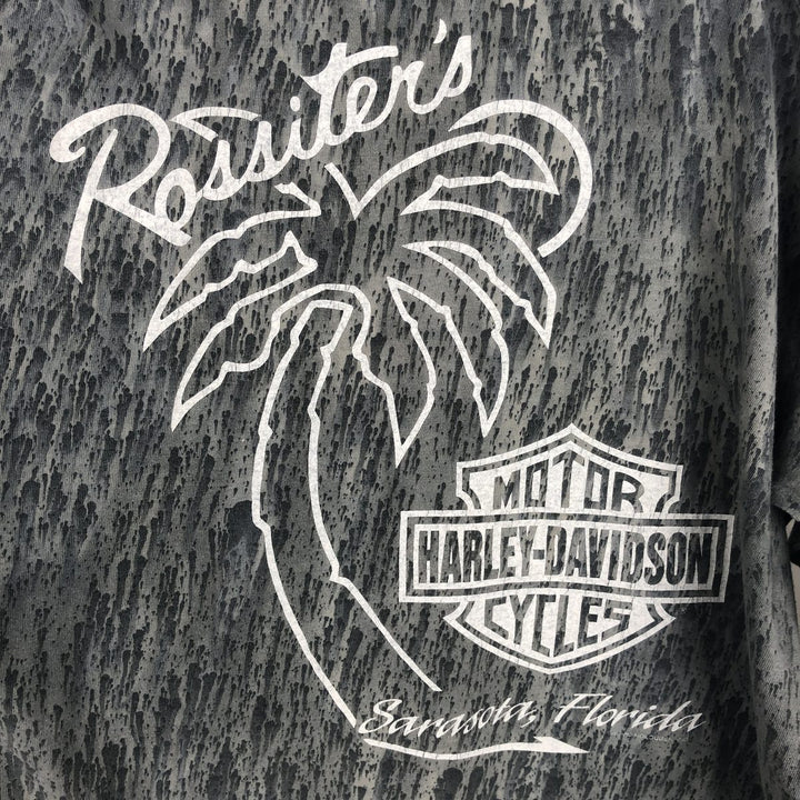 Harley-Davidson all-over print long-sleeved T-shirt, made in the USA, men's size M equivalent. cotton gray type Vintage Second Hand