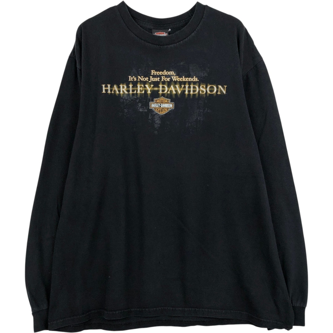 Harley-Davidson Long Sleeve T-Shirt, Men's XL Size unclear black type Vintage Second Hand