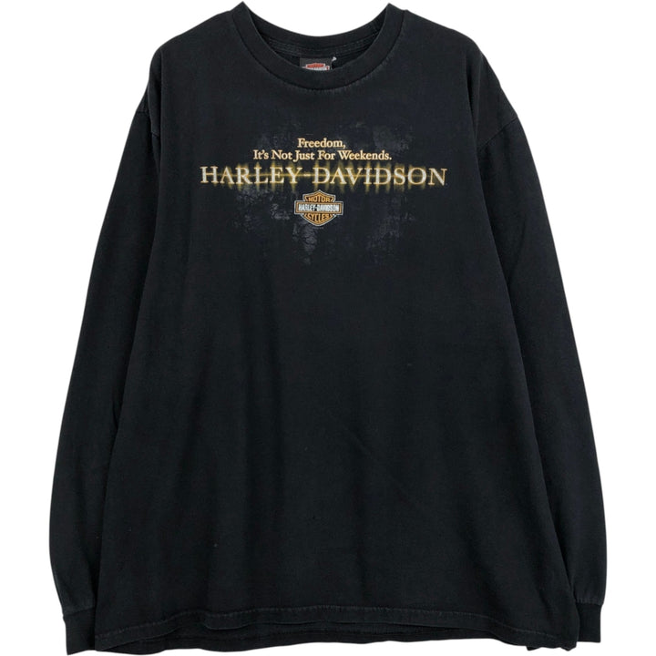 Harley-Davidson Long Sleeve T-Shirt, Men's XL Size unclear black type Vintage Second Hand