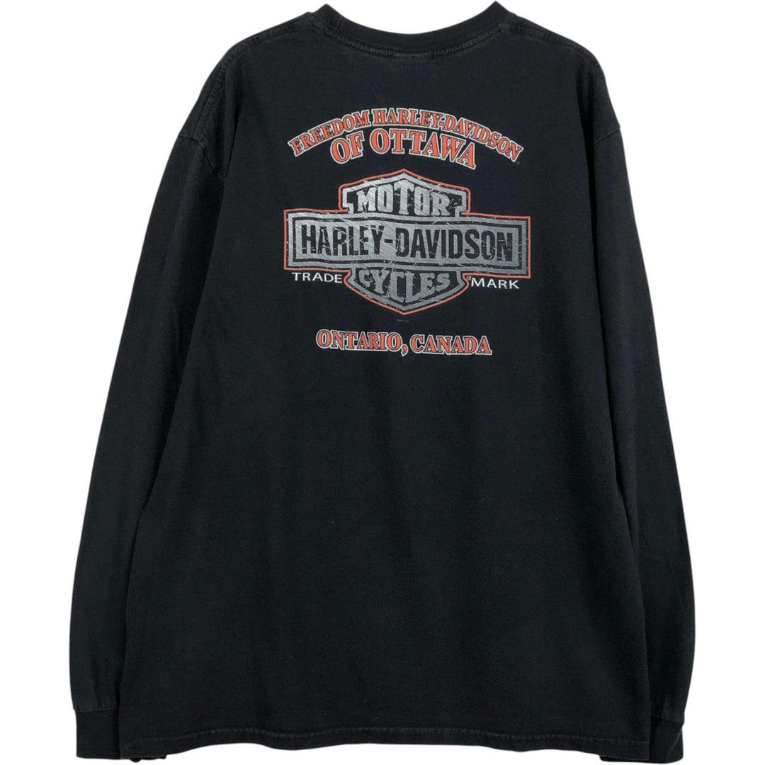 Harley-Davidson Long Sleeve T-Shirt, Men's XL Size unclear black type Vintage Second Hand