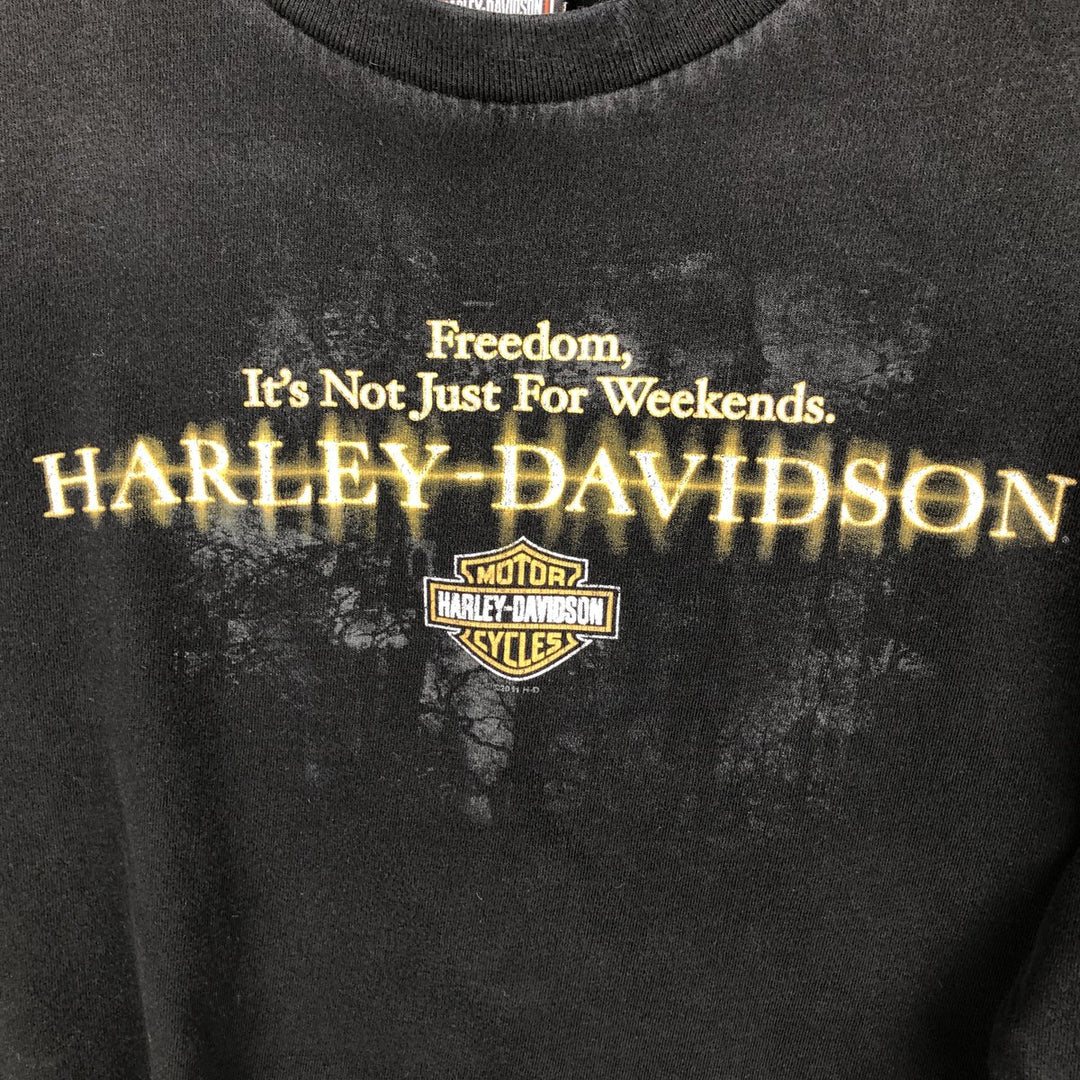 Harley-Davidson Long Sleeve T-Shirt, Men's XL Size unclear black type Vintage Second Hand
