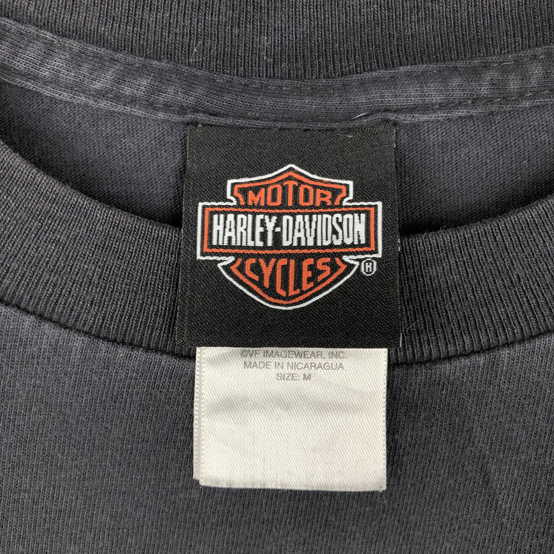 Harley-Davidson Animal Pattern Crocodile Pattern Long-Sleeve T-Shirt (Men's Size M) cotton black type Vintage Second Hand