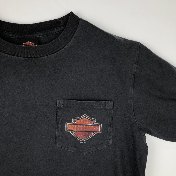 Harley-Davidson Animal Pattern Crocodile Pattern Long-Sleeve T-Shirt (Men's Size M) cotton black type Vintage Second Hand
