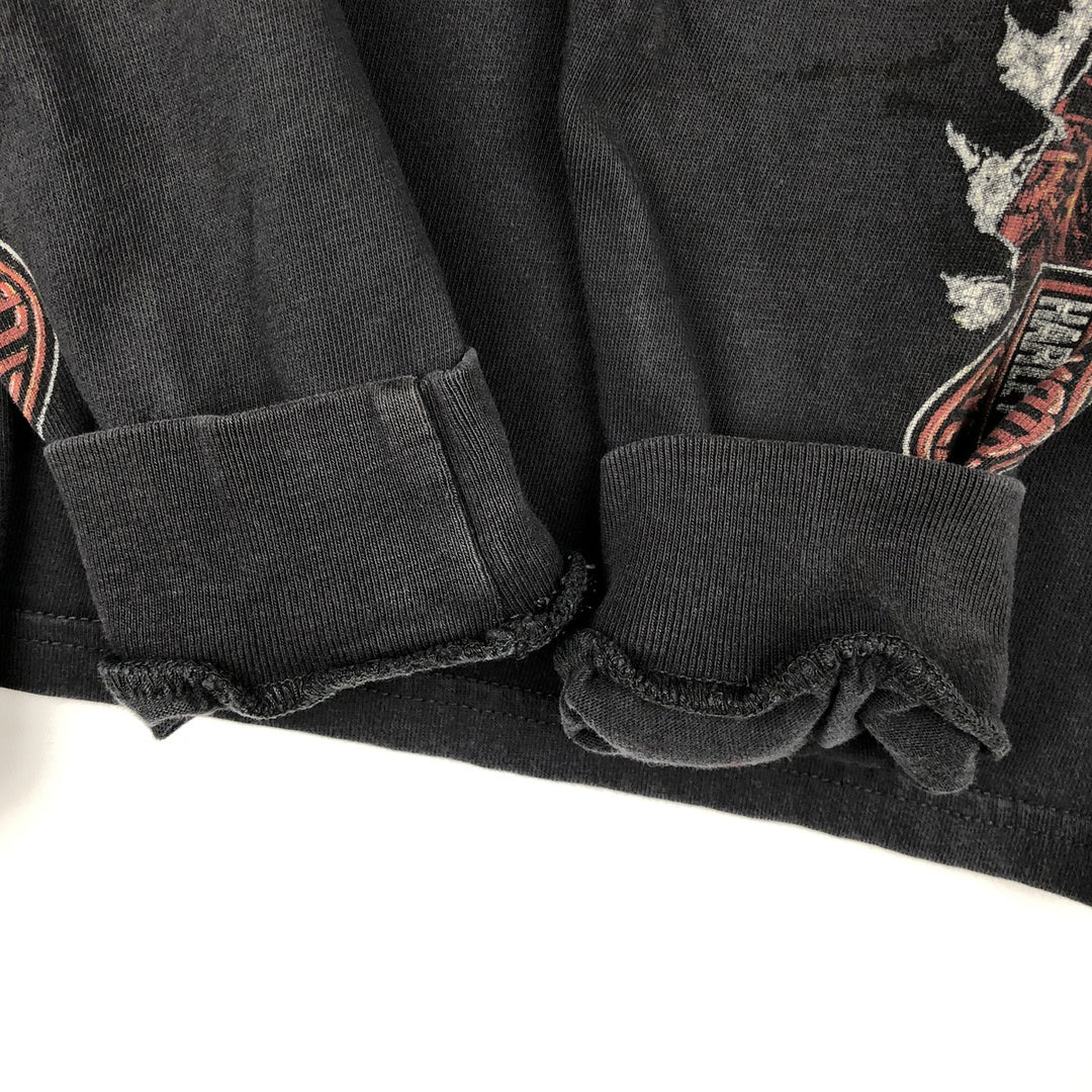 Harley-Davidson Animal Pattern Crocodile Pattern Long-Sleeve T-Shirt (Men's Size M) cotton black type Vintage Second Hand