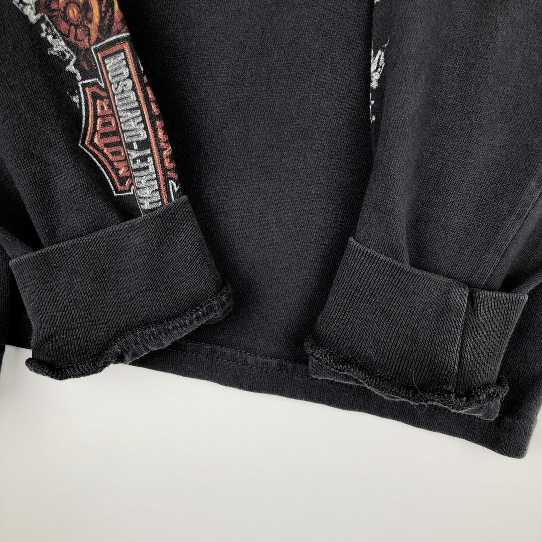 Harley-Davidson Animal Pattern Crocodile Pattern Long-Sleeve T-Shirt (Men's Size M) cotton black type Vintage Second Hand