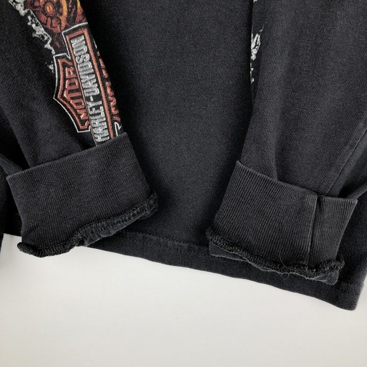 Harley-Davidson Animal Pattern Crocodile Pattern Long-Sleeve T-Shirt (Men's Size M) cotton black type Vintage Second Hand