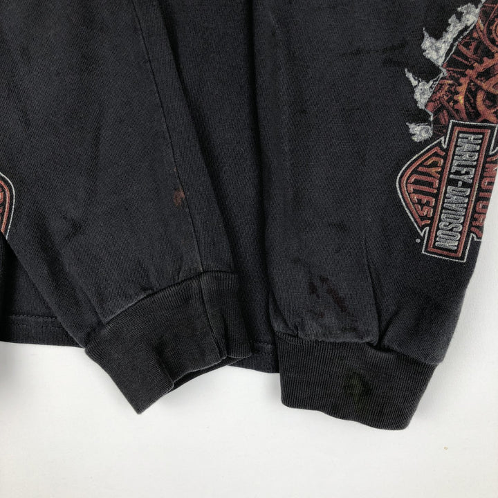 Harley-Davidson Animal Pattern Crocodile Pattern Long-Sleeve T-Shirt (Men's Size M) cotton black type Vintage Second Hand