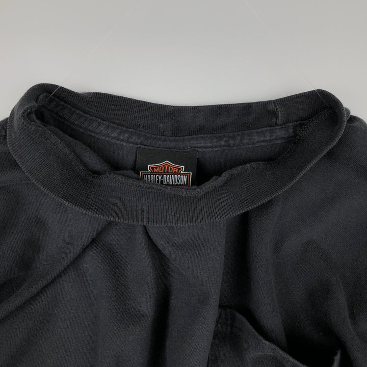 Harley-Davidson Animal Pattern Crocodile Pattern Long-Sleeve T-Shirt (Men's Size M) cotton black type Vintage Second Hand