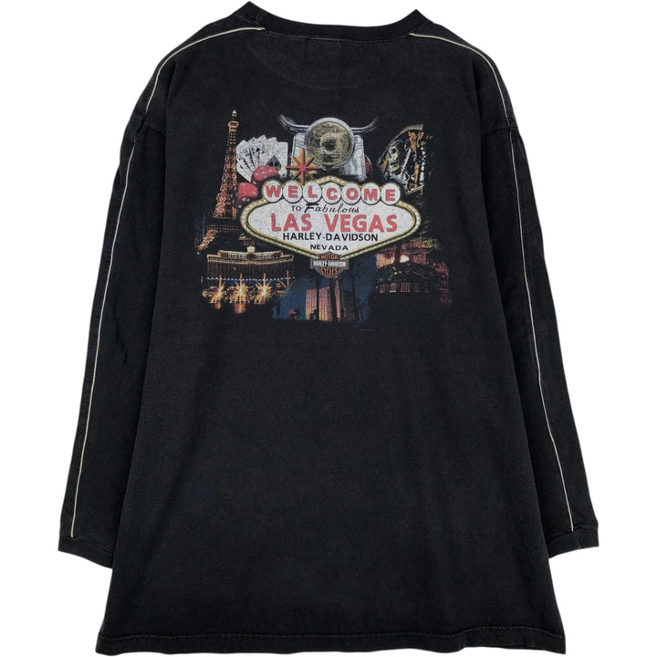 00'S Harley-Davidson Long Sleeve T-Shirt, Men's XL Size cotton black type Vintage Second Hand