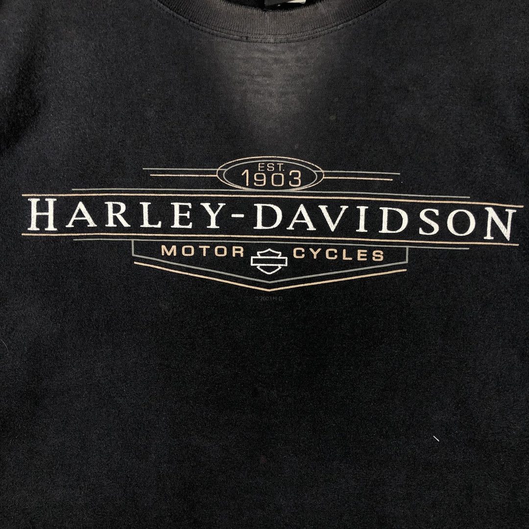 00'S Harley-Davidson Long Sleeve T-Shirt, Men's XL Size cotton black type Vintage Second Hand