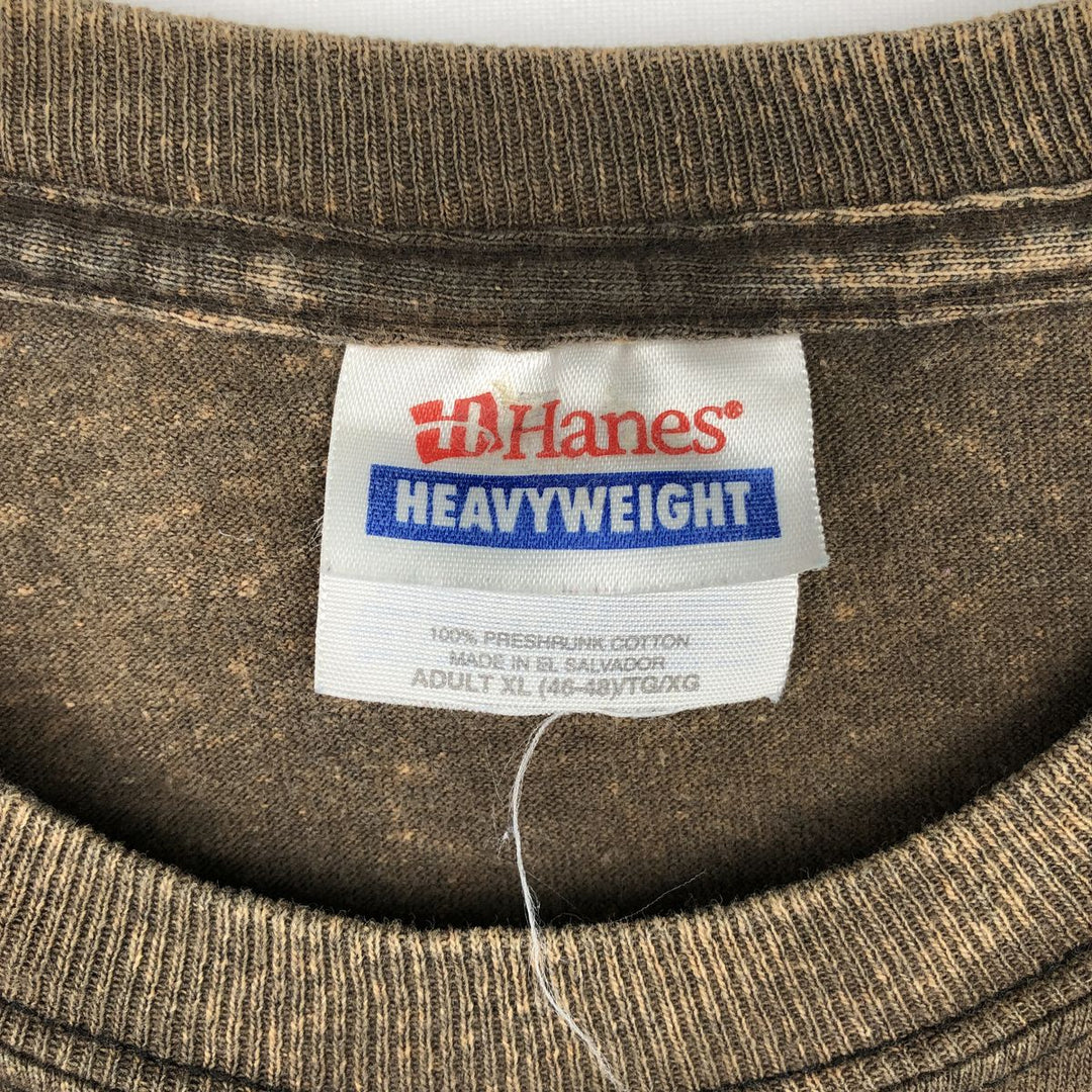 Hanes Heavyweight Long-Sleeve T-Shirt (Men's XL equivalent) cotton brown type Vintage Second Hand