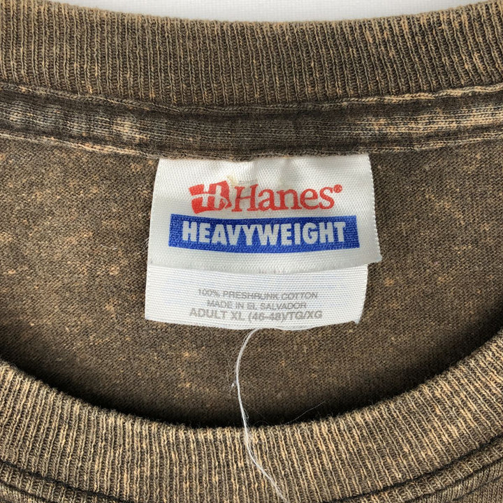 Hanes Heavyweight Long-Sleeve T-Shirt (Men's XL equivalent) cotton brown type Vintage Second Hand