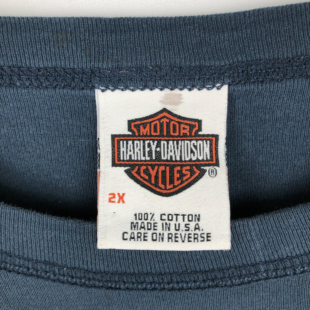 Harley-Davidson Long Sleeve T-Shirt Made in USA Men's XXL cotton Navy blue Vintage Second Hand