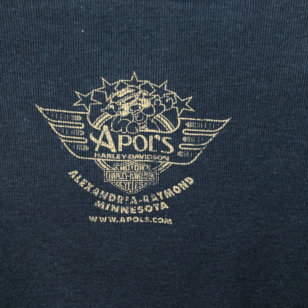 Harley-Davidson Long Sleeve T-Shirt Made in USA Men's XXL cotton Navy blue Vintage Second Hand