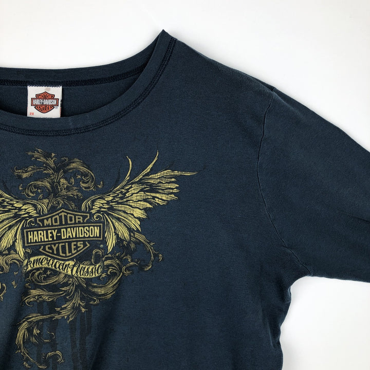 Harley-Davidson Long Sleeve T-Shirt Made in USA Men's XXL cotton Navy blue Vintage Second Hand