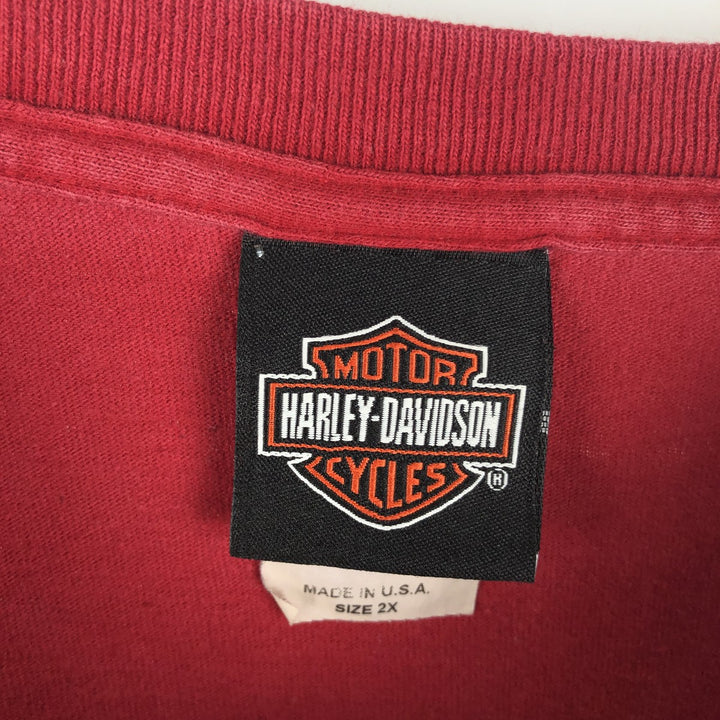Harley-Davidson Skull Pattern Long T-shirt Made in USA Men's XXL unclear red type Vintage Second Hand