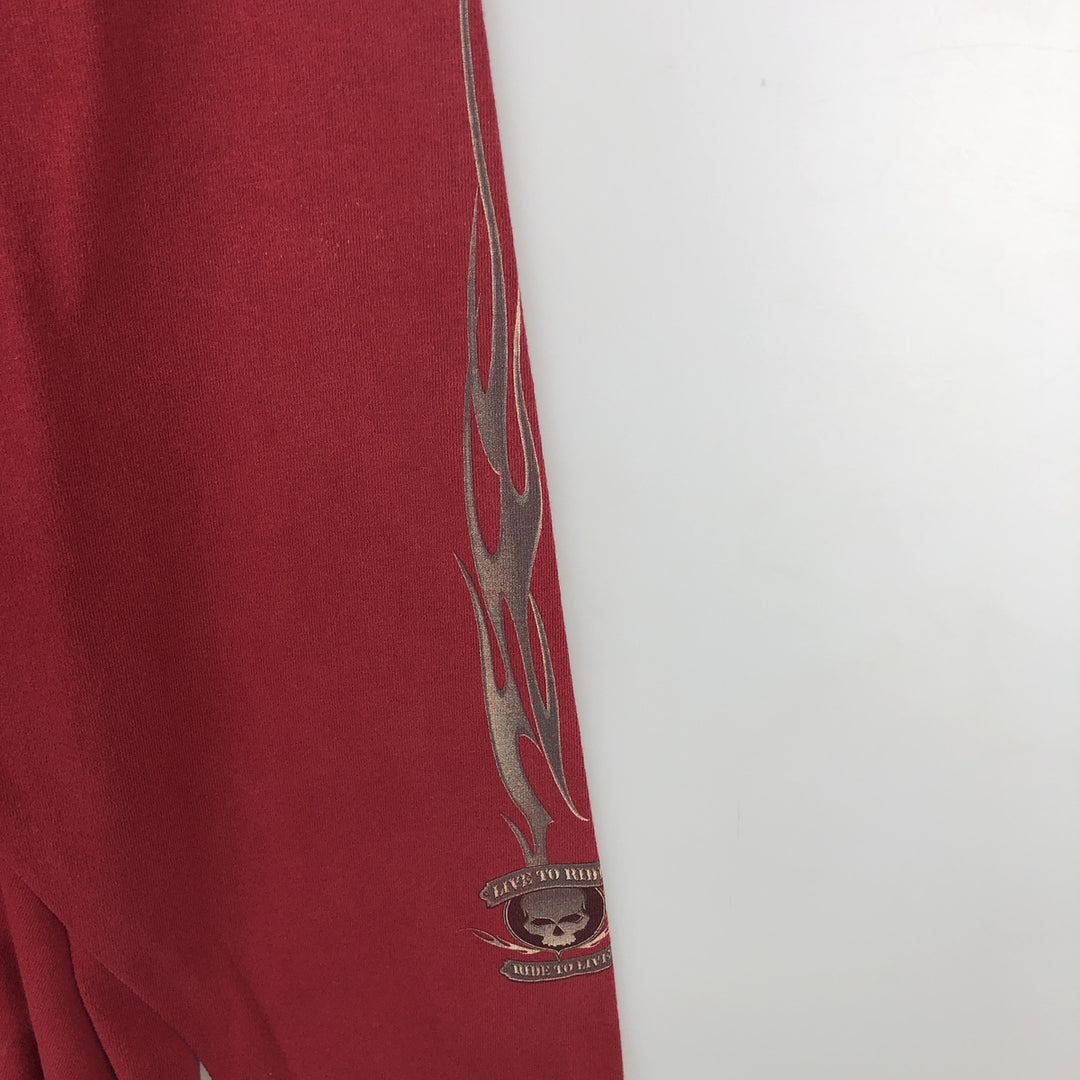 Harley-Davidson Skull Pattern Long T-shirt Made in USA Men's XXL unclear red type Vintage Second Hand