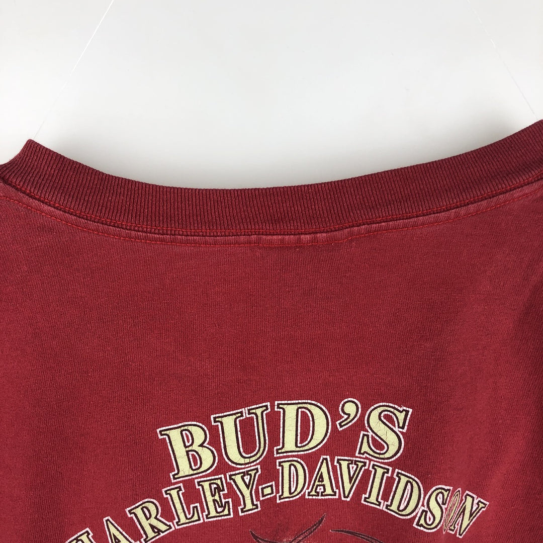 Harley-Davidson Skull Pattern Long T-shirt Made in USA Men's XXL unclear red type Vintage Second Hand