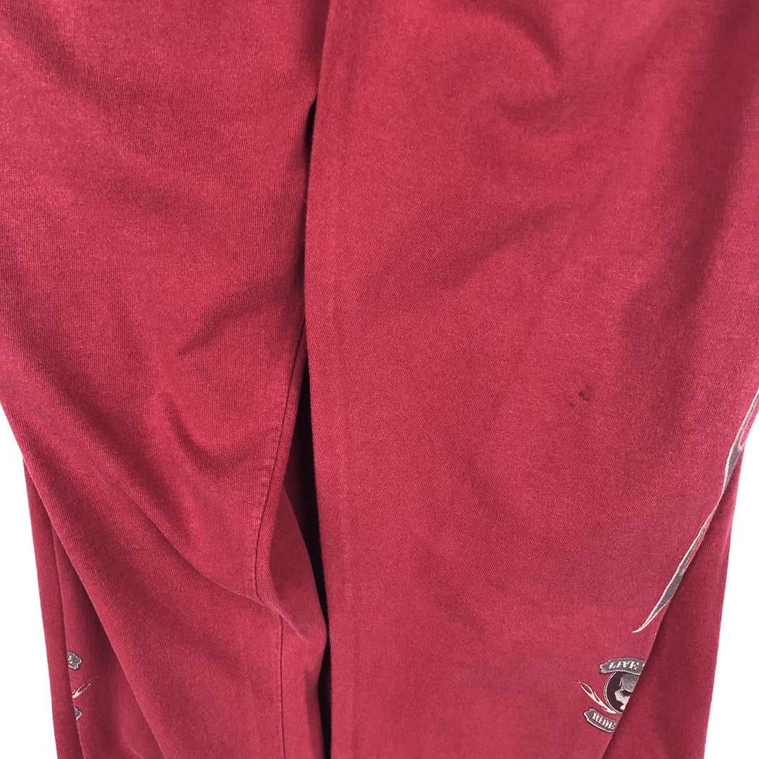 Harley-Davidson Skull Pattern Long T-shirt Made in USA Men's XXL unclear red type Vintage Second Hand