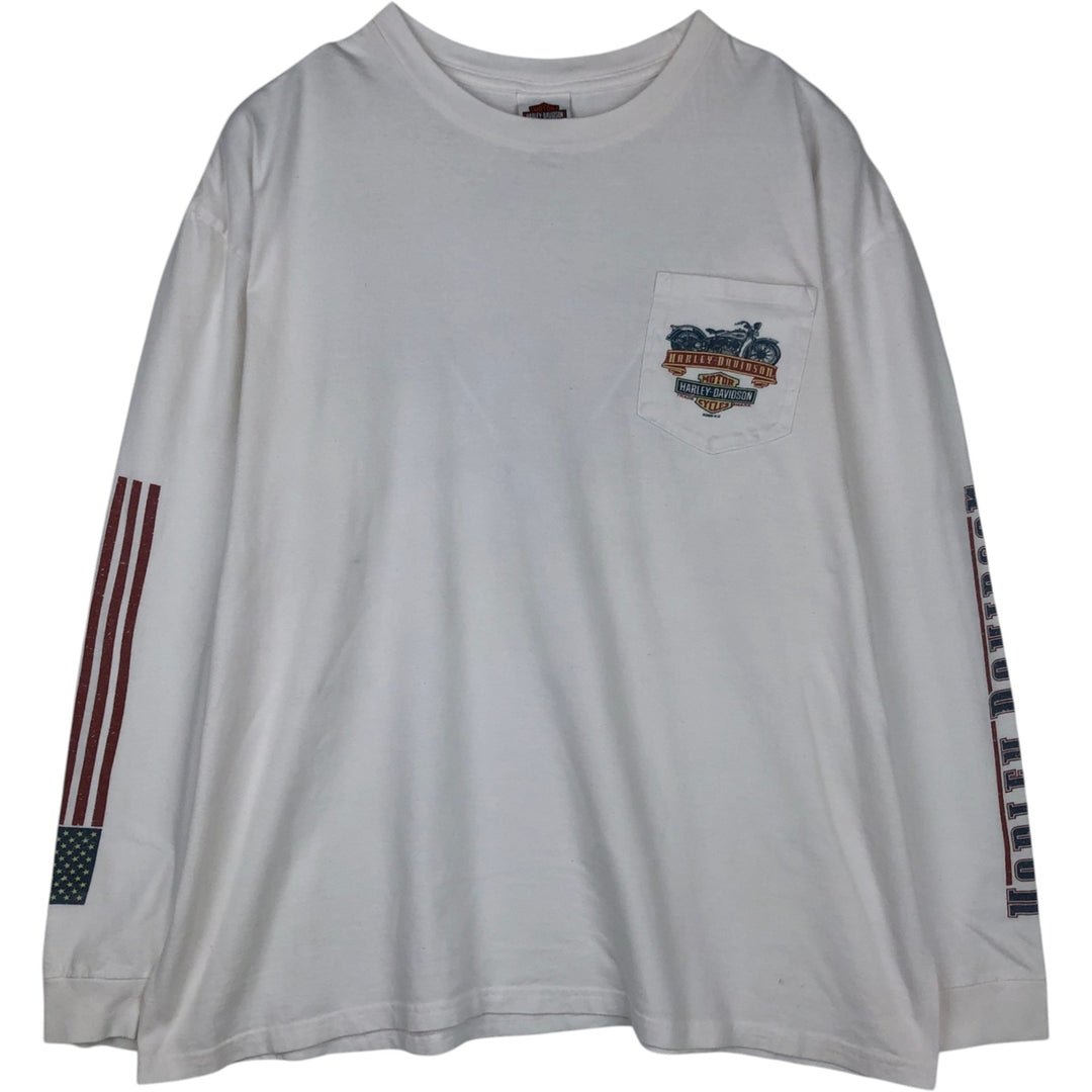 2000'S Harley-Davidson Eagle Pattern Long-Sleeve T-Shirt (Men's XXL equivalent) cotton white type Vintage Second Hand