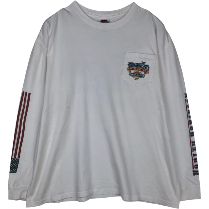 2000'S Harley-Davidson Eagle Pattern Long-Sleeve T-Shirt (Men's XXL equivalent) cotton white type Vintage Second Hand