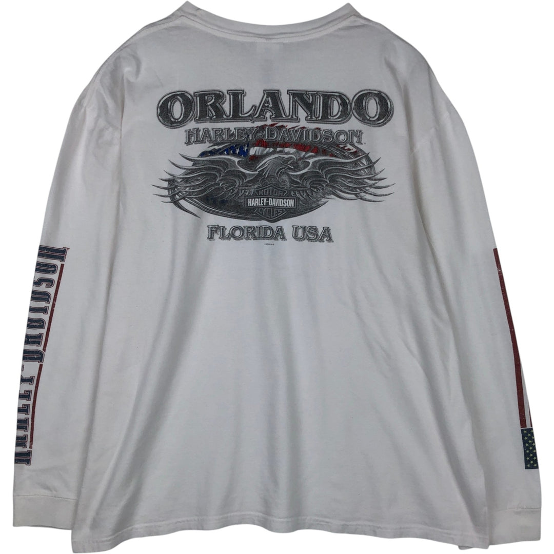 2000'S Harley-Davidson Eagle Pattern Long-Sleeve T-Shirt (Men's XXL equivalent) cotton white type Vintage Second Hand