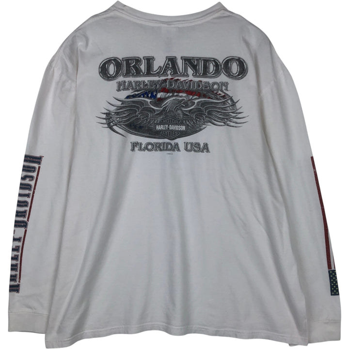 2000'S Harley-Davidson Eagle Pattern Long-Sleeve T-Shirt (Men's XXL equivalent) cotton white type Vintage Second Hand