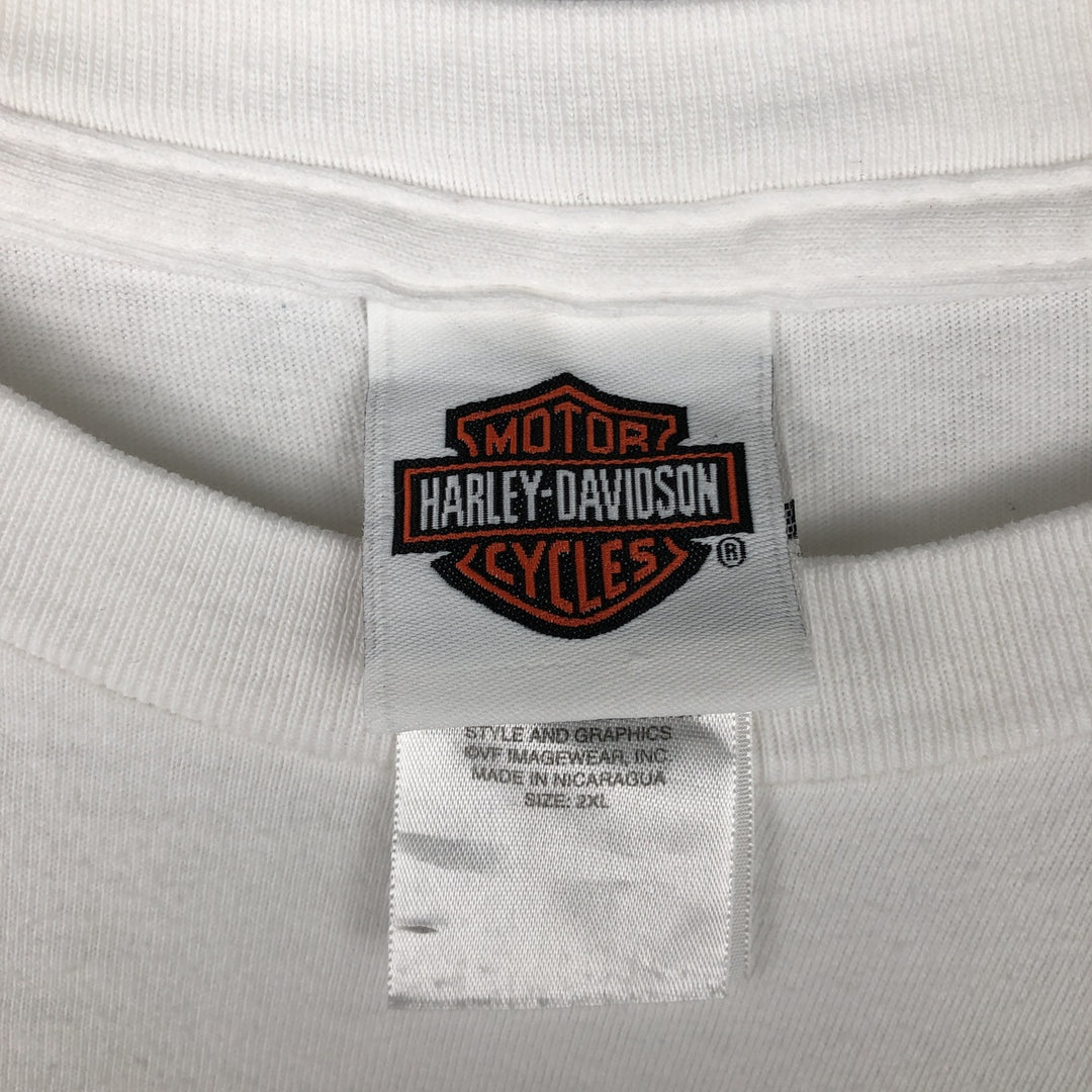 2000'S Harley-Davidson Eagle Pattern Long-Sleeve T-Shirt (Men's XXL equivalent) cotton white type Vintage Second Hand