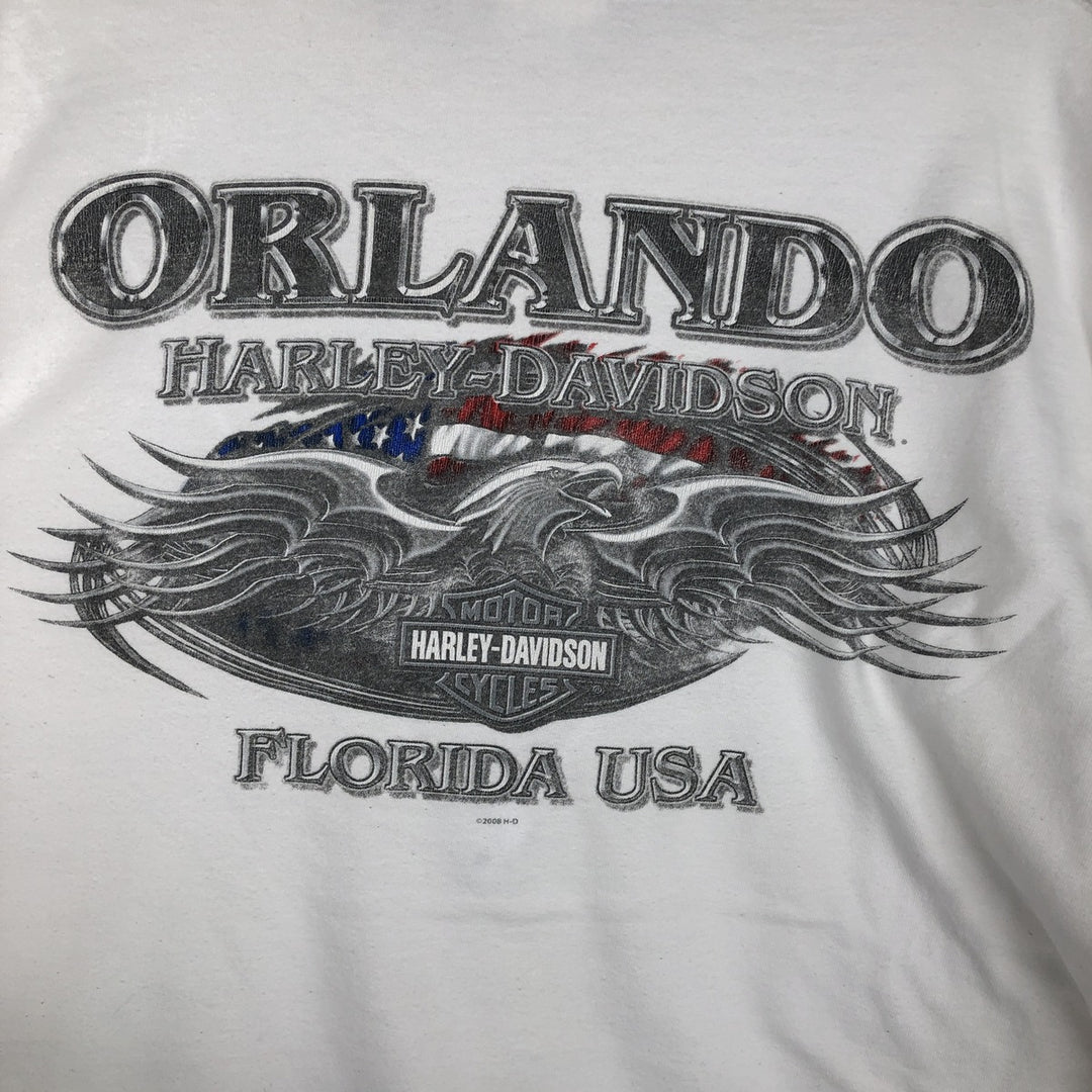 2000'S Harley-Davidson Eagle Pattern Long-Sleeve T-Shirt (Men's XXL equivalent) cotton white type Vintage Second Hand