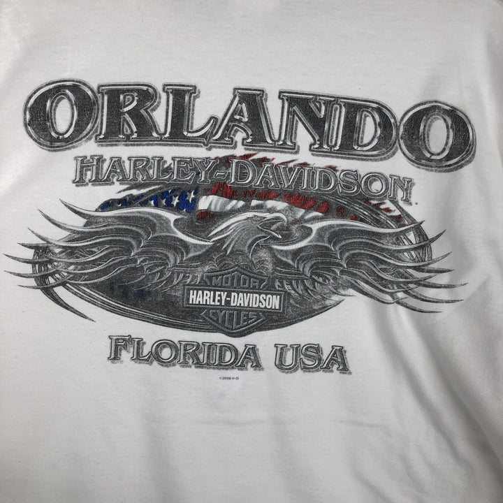 2000'S Harley-Davidson Eagle Pattern Long-Sleeve T-Shirt (Men's XXL equivalent) cotton white type Vintage Second Hand