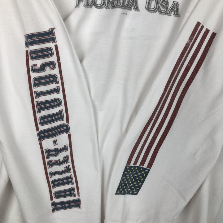 2000'S Harley-Davidson Eagle Pattern Long-Sleeve T-Shirt (Men's XXL equivalent) cotton white type Vintage Second Hand