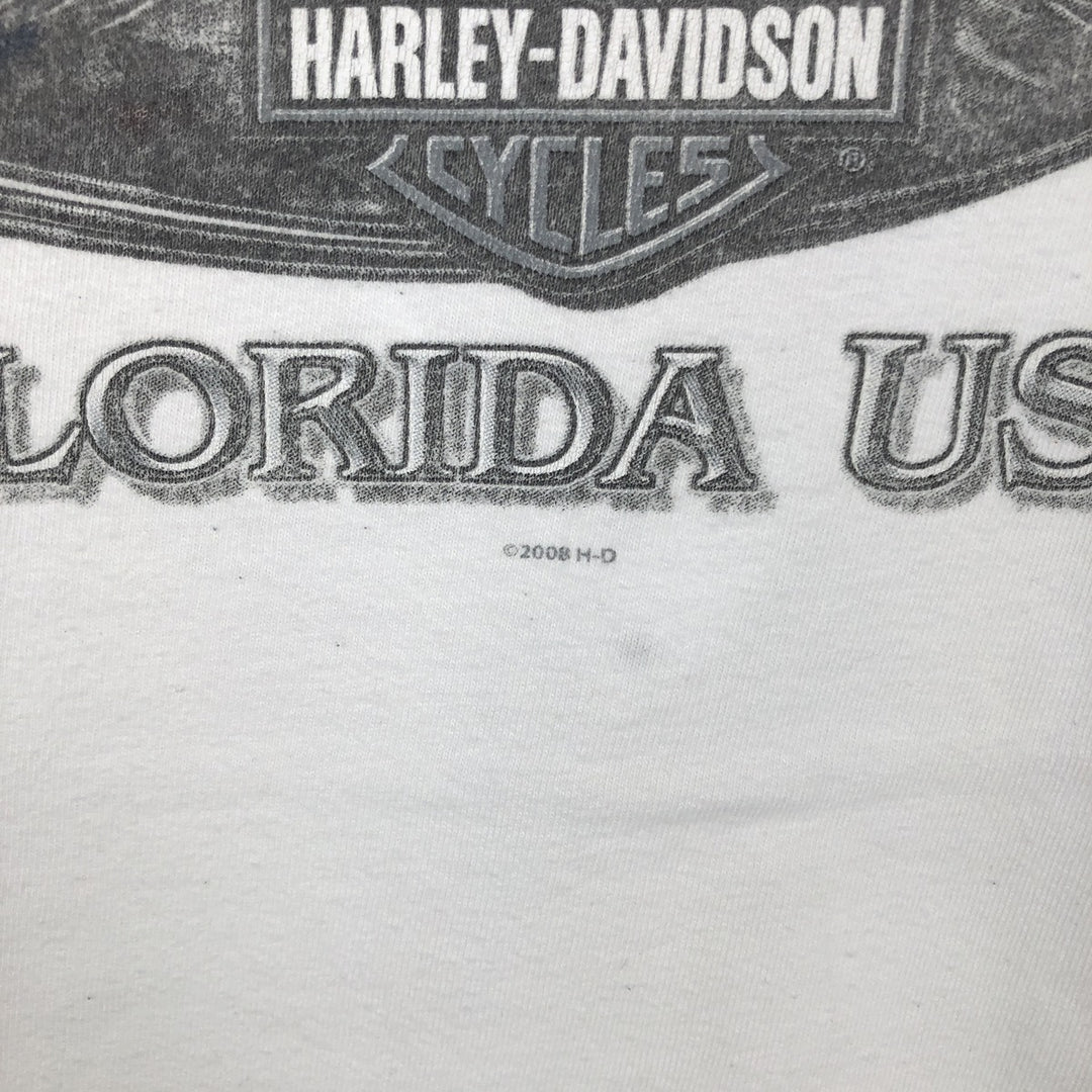 2000'S Harley-Davidson Eagle Pattern Long-Sleeve T-Shirt (Men's XXL equivalent) cotton white type Vintage Second Hand