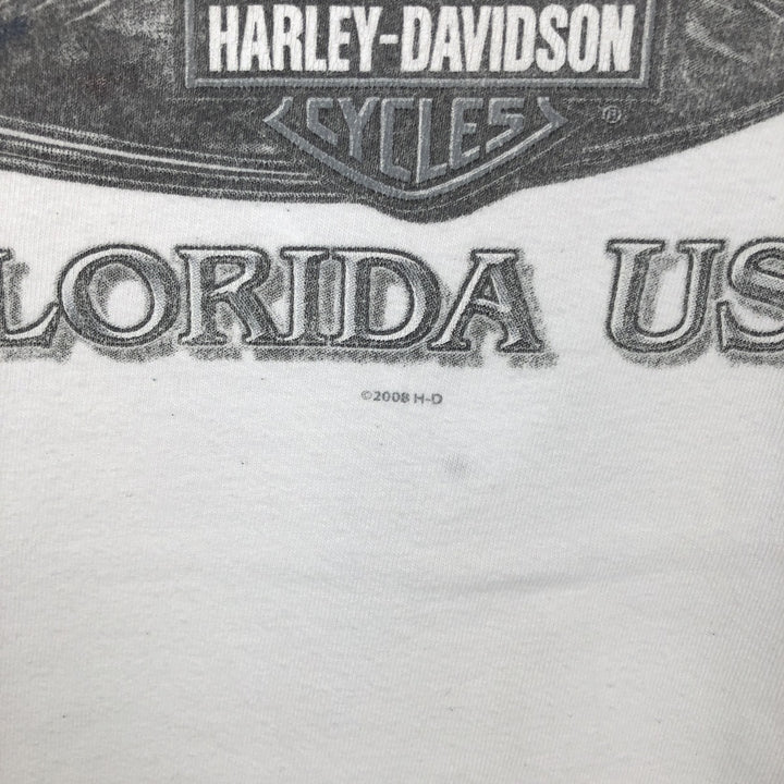 2000'S Harley-Davidson Eagle Pattern Long-Sleeve T-Shirt (Men's XXL equivalent) cotton white type Vintage Second Hand