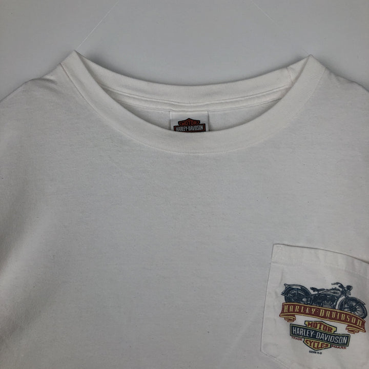 2000'S Harley-Davidson Eagle Pattern Long-Sleeve T-Shirt (Men's XXL equivalent) cotton white type Vintage Second Hand